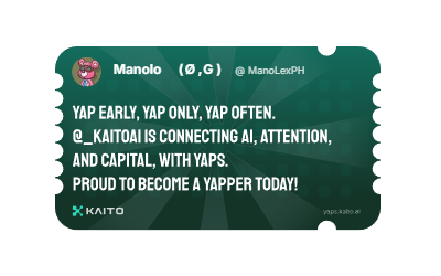 ManoLexPH's tweet photo. Yap early, yap only, yap often.

@KaitoAI is connecting AI, attention and capital with Yaps.

Just claimed my social card and I'm accumulating Yap points in real-time.

Claim yours 👉 https://t.co/umRJCRa7l1 https://t.co/erKNoiBZ9N