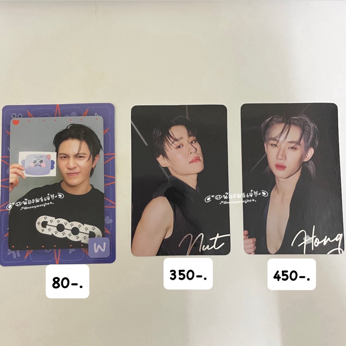 WTS 

ㅡ william / วิลเลี่ยม random cards 80-.
ㅡ dvd unleashed nut / นัท 350-.
ㅡ dvd unleashed hong / ฮง 450-.

free shipping ka
#ตลาดนัดLYKN #ตลาดนัดไลแคน