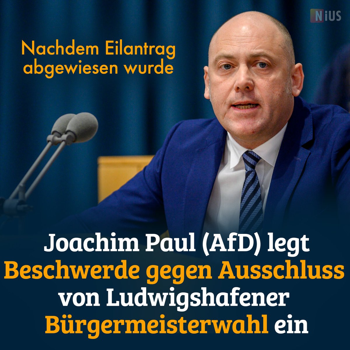 Der abgelehnte Oberbürgermeister-Kandidat aus Ludwigshafen hat am Mittwoch erneut ein Rechtsmittel eingereicht. 
nius.de/politik/news/e…