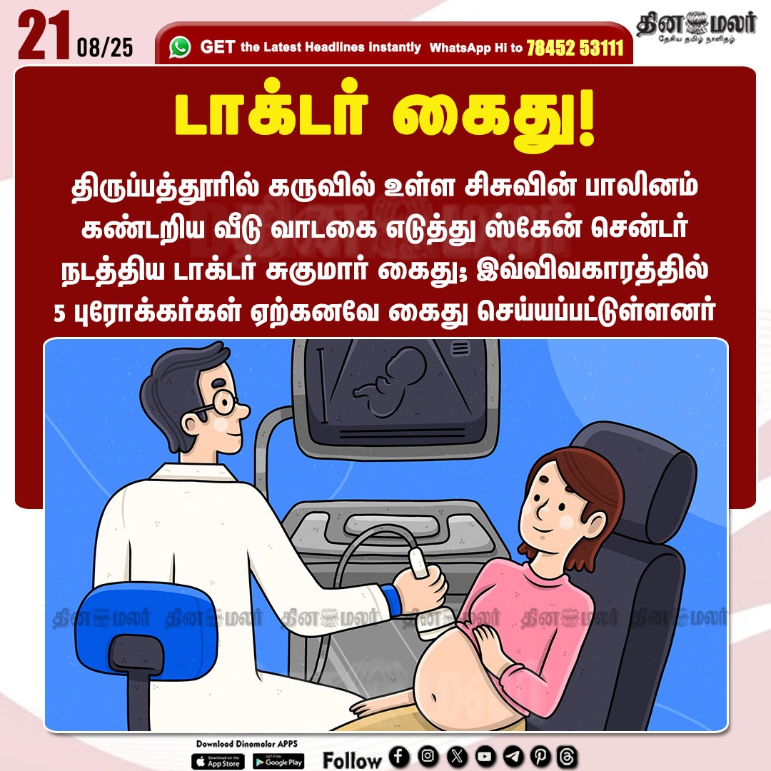 dinamalarweb's tweet photo. டாக்டர் கைது!
#Doctorarrested  | #Scancenter  |#Tirupattur
https://t.co/y4W3uzOWeZ https://t.co/tQGysSTn1W