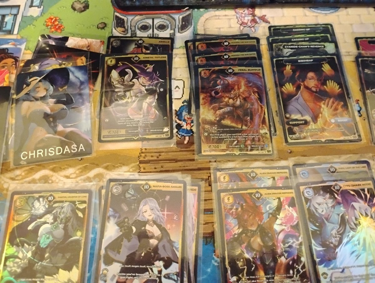 MiloIsABadDog's tweet photo. 33 level 10s (3 repeats, and 4 10 levels in one pack.. 👀) and some banger toppers, I can say am happy with my haul. Especially my @CyYuVtuber ,@LeeandLie, and  @Trickywii 💕💕

#Vtuber #vcardtcg  #Vcard https://t.co/GYBlFKrcMT