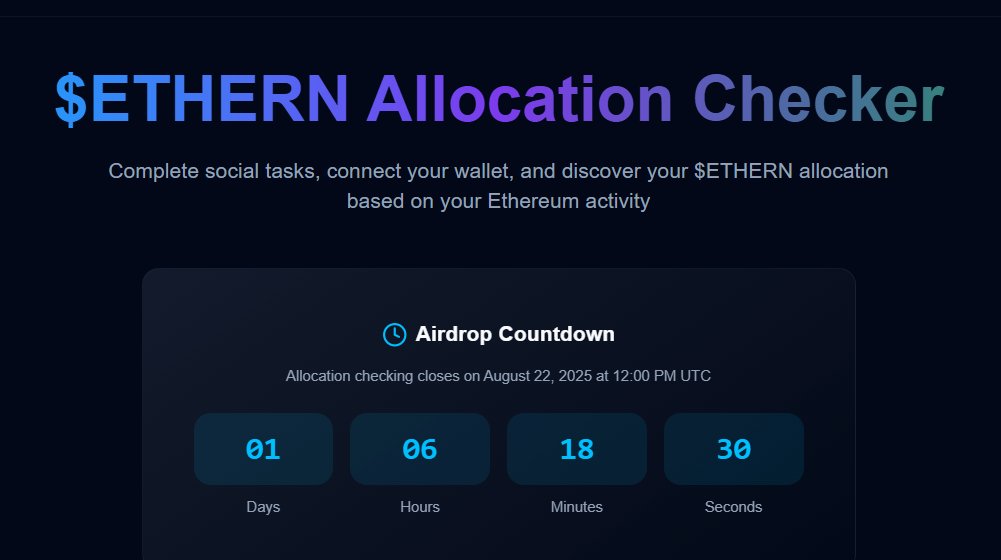 holdcc_riz's tweet image. 🗣️ @Ethernity_xyz  Airdrop. 
Complete social tasks, connect your wallet, and discover your $ETHERN allocation based on your Ethereum activity.
#Ethernity 
Checker: ethernityrise.xyz/allocation