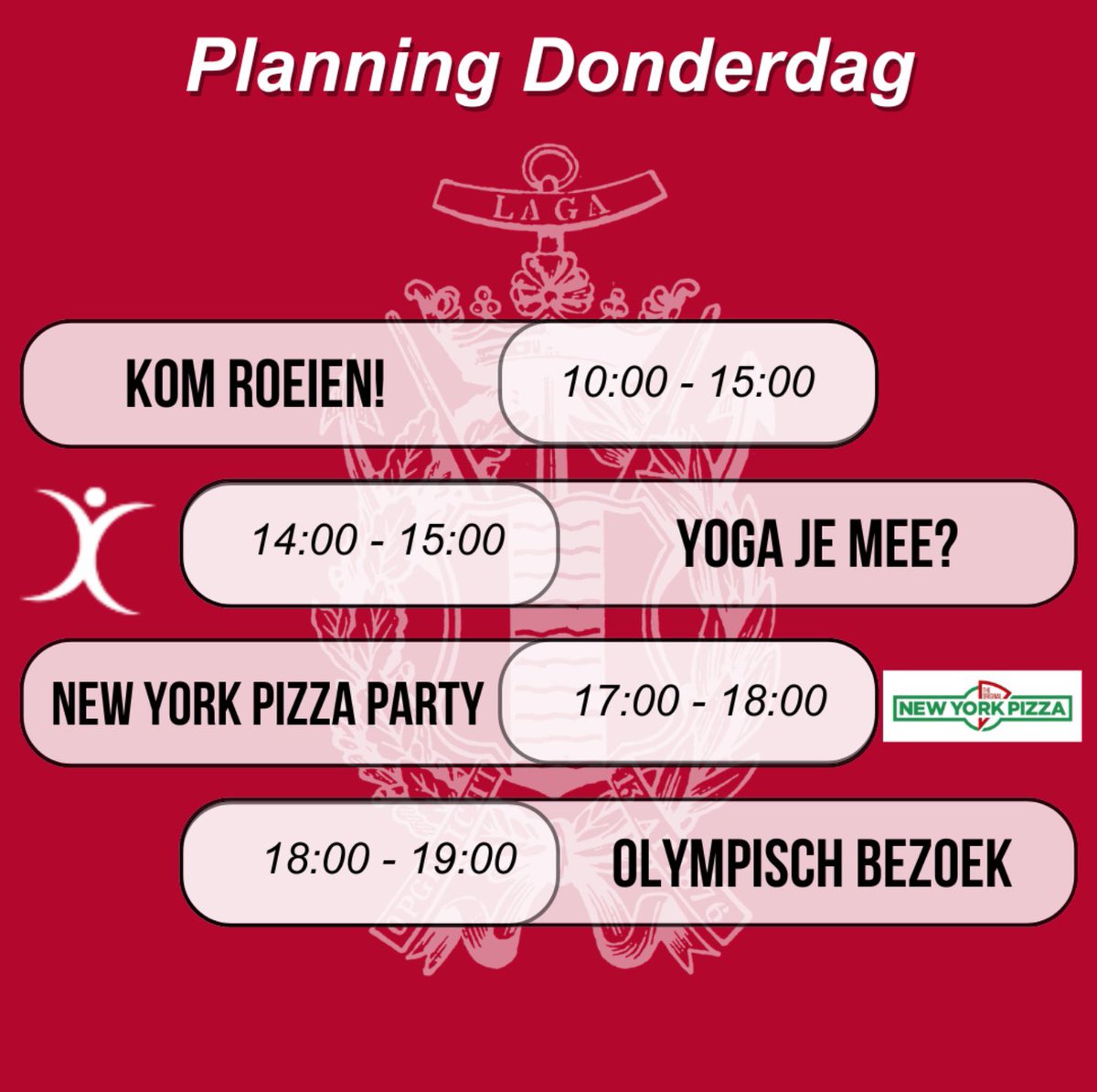 Planning Donderdag