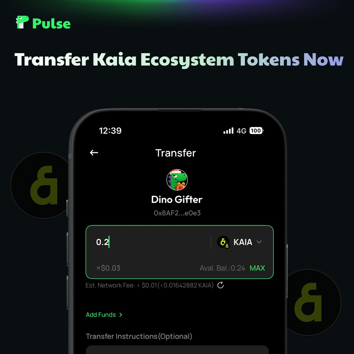 🟢 #Kaia transfers now live on #Pulse! 💚 <a href="/KaiaChain/">Kaia</a>

💸 Send &amp; receive tokens — right in chats &amp; wallets.
⚡ Smooth. Low-cost. Auto-syncs new assets.

🚀 Try it now &amp; feel the flow
👉 pulse.social