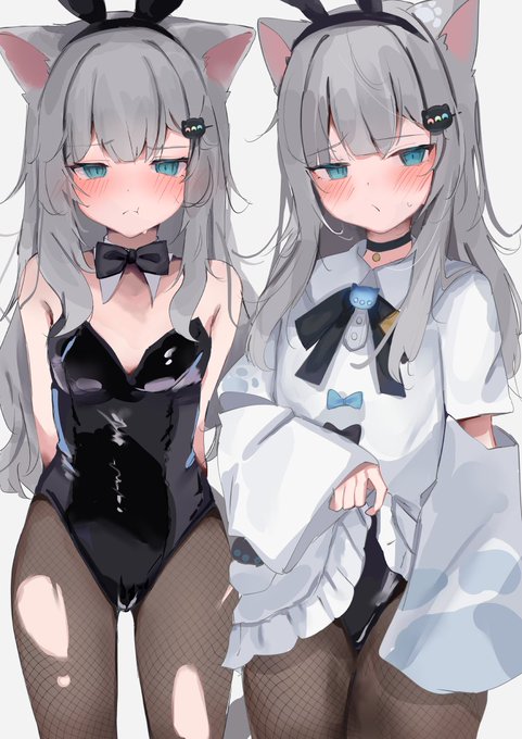 バニーの日なのでパーカーの下に着たバニースーツを少し戸惑いながらめくって見せてくれるちゃん