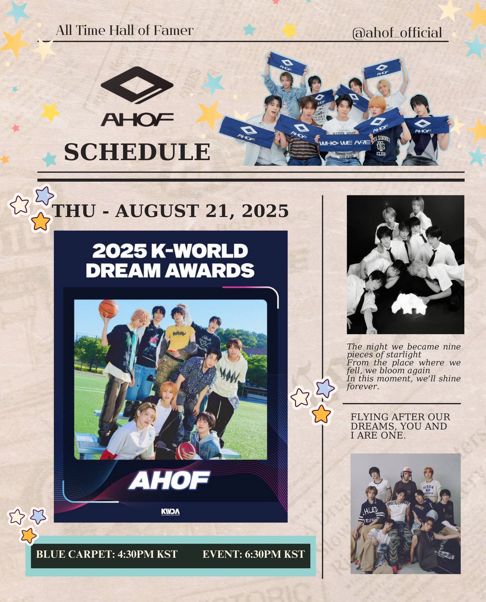 yencereads's tweet photo. #AHOF schedule for today.

🗓 August 21, 2025 

2025 K-WORLD DREAM AWARDS 

• ⏰4:30 PM KST — Blue Carpet
• ⏰6:30 PM KST — Main Show

Note: times may change due to onsite condition

Live + VOD (26 USD)
▶️ https://t.co/EfyTBQLiGs

Other Link:
▶️ https://t.co/9DMuiPF9Iu
▶️ https://t.co/h5HKtFeNmy

#아홉 #WHOWEARE @AHOF_official