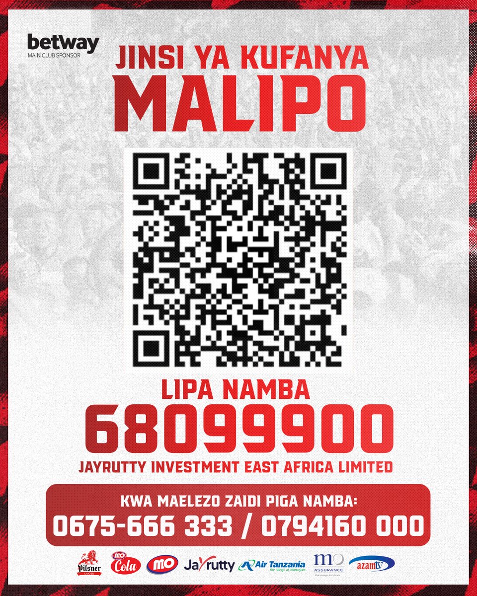 Tukio kubwa lenye hadhi ya VIP la uzinduzi wa jezi za Mnyama 2025/26 litafanyika Agosti 27, 2025 kwenye ukumbi wa Super Dome, Masaki.

Kiingilio cha tukio hili ni Tsh. 250,000 ambayo itakuwezesha kupata chakula, vinywaji, burudani na kubwa zaidi jezi tatu mpya.

Malipo yote