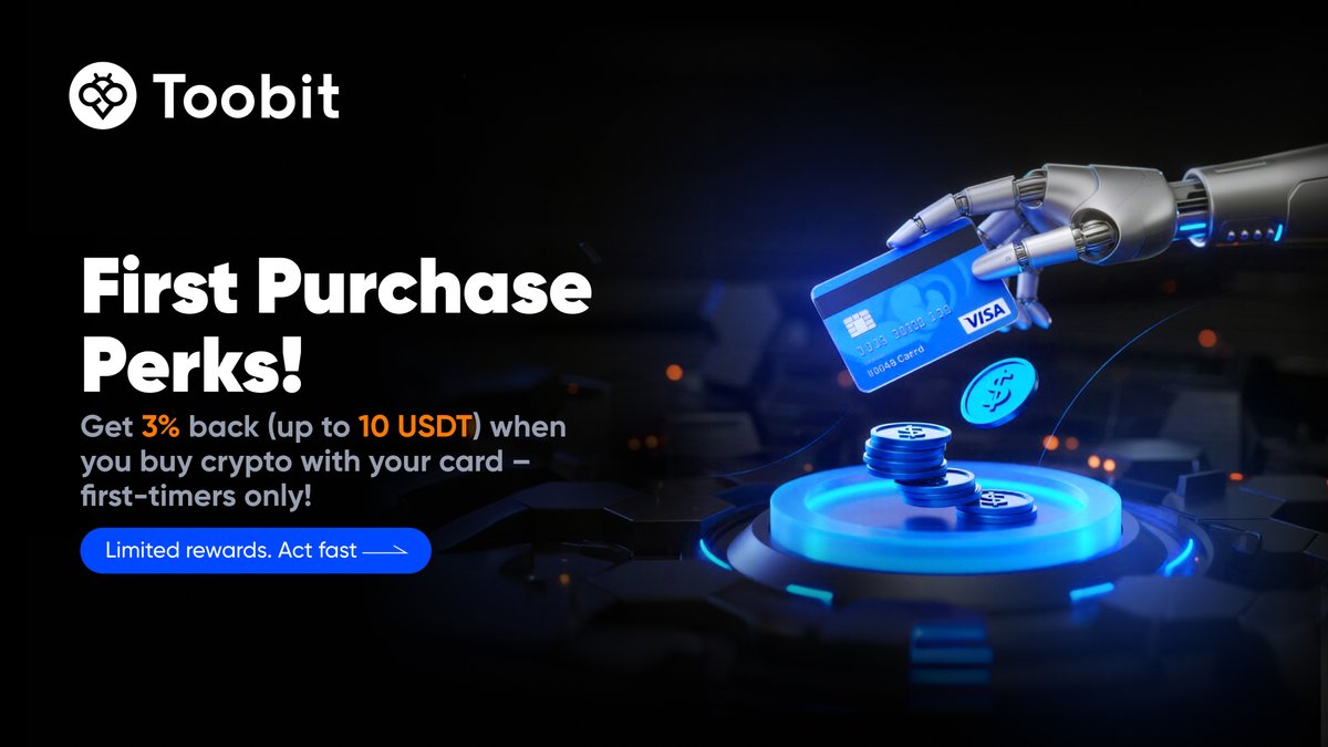 💥 First time buying crypto with a card? Get 3% back (up to 10 USDT) — just  for being new! 🔹 Limited rewards. First come, first served. Try now ▶️  https://t.co/mkZWMJt8Dr #Toobit #CryptoCashback #FirstBuyBonus