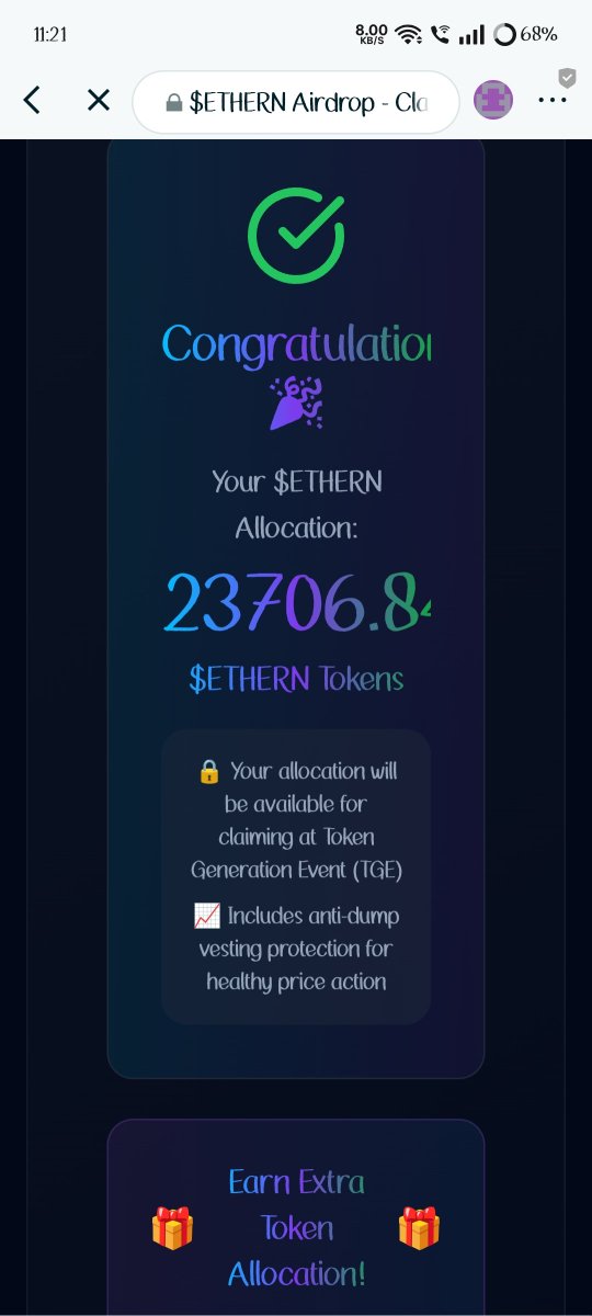 BhuiGh67553's tweet image. @Ethernity_xyz #Ethernity 

I received my allocation