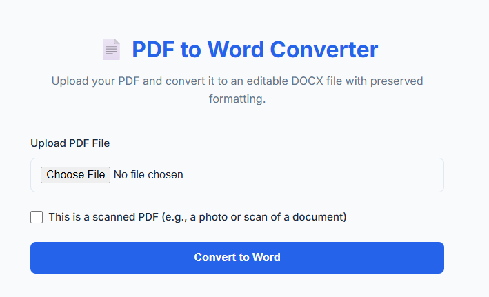 convertpdfcc's tweet image. Built a little project that converts PDF to Word without losing format