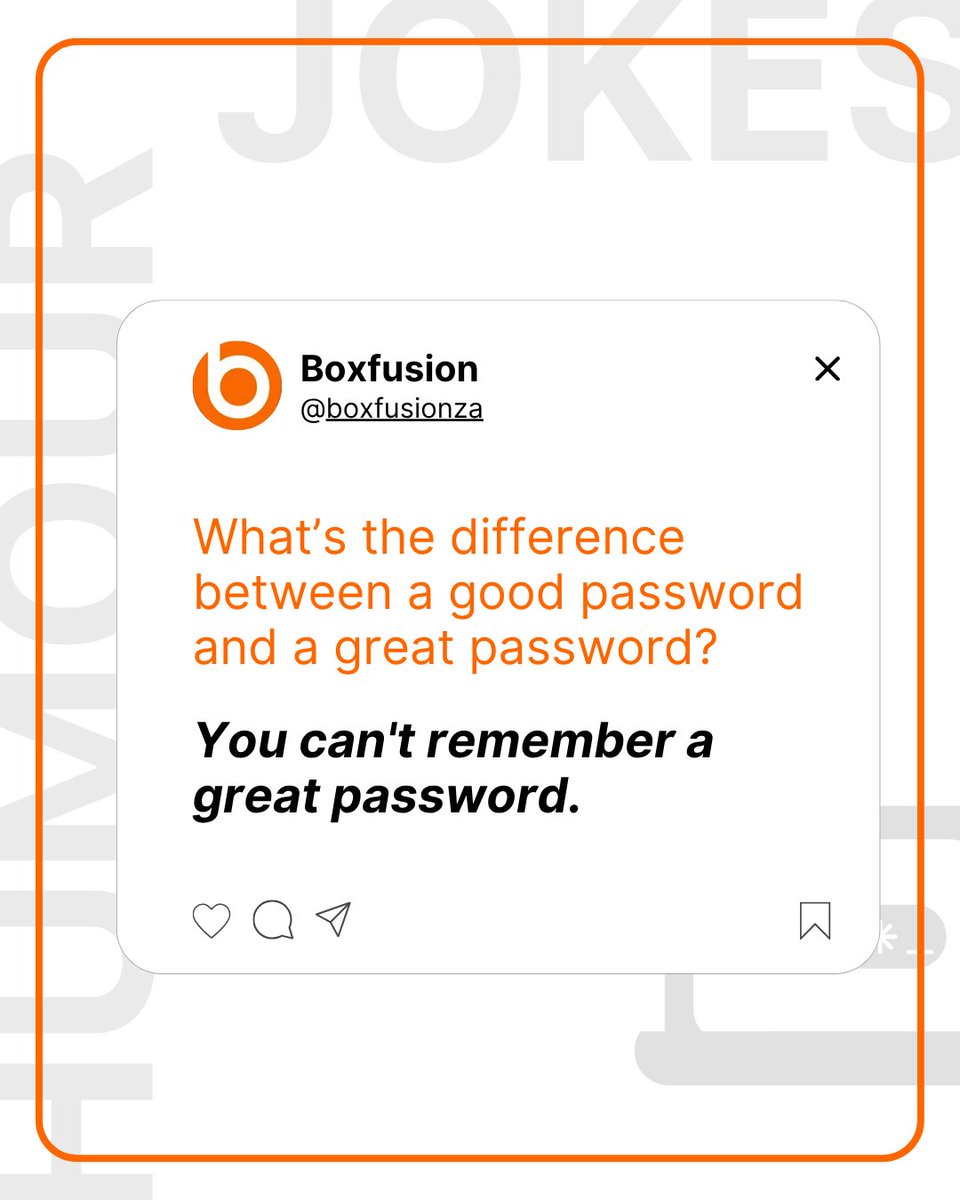 boxfusion_sa's tweet image. Sorry, ‘P@ssw0rd123’ doesn’t count!
#PasswordProblems #CyberSecurity #DigitalLife #TechHumor #InfoSec #Boxfusion