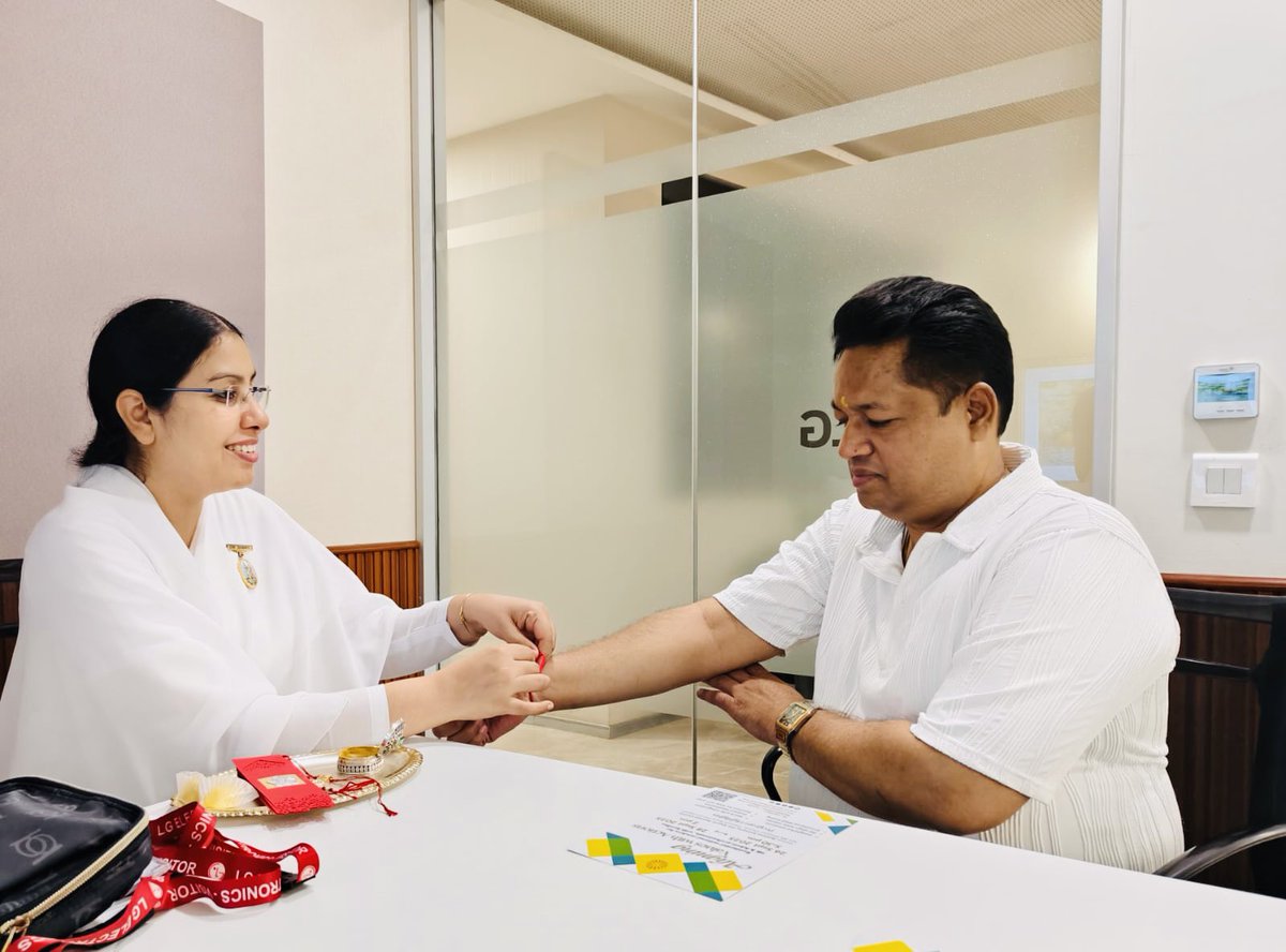 Brahma Kumaris ORC (@omshantiretreat) on Twitter photo On the occasion of #RakshaBandhan, BK sisters visited several esteemed organizations — Haldiram’s, Samsung, LG Electronics and UNO Minda Group; to share the spiritual significance of Rakhi.
A celebration of purity and protection.
<a href="/BrahmaKumaris/">Brahma Kumaris</a>
#BrahmaKumaris #OmShantiRetreat On the occasion of #RakshaBandhan, BK sisters visited several esteemed organizations — Haldiram’s, Samsung, LG Electronics and UNO Minda Group; to share the spiritual significance of Rakhi.
A celebration of purity and protection.
<a href="/BrahmaKumaris/">Brahma Kumaris</a>
#BrahmaKumaris #OmShantiRetreat