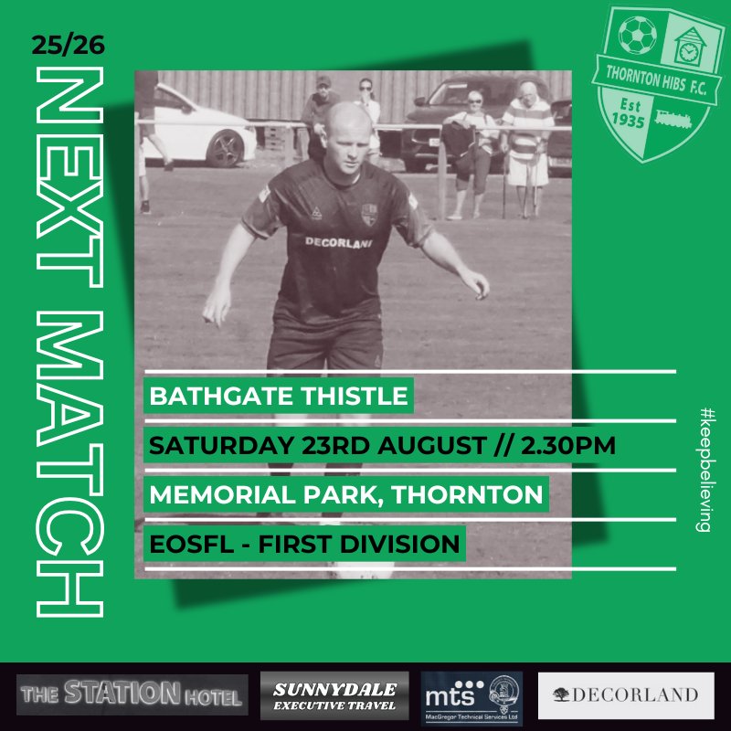 Thornton Hibs F.C. (@thorntonhibsfc) on Twitter photo NEXT MATCH // We welcome <a href="/bathgatethistle/">Bathgate Thistle FC</a> who are unbeaten in the EoSFL to Memorial Park on Saturday NEXT MATCH // We welcome <a href="/bathgatethistle/">Bathgate Thistle FC</a> who are unbeaten in the EoSFL to Memorial Park on Saturday