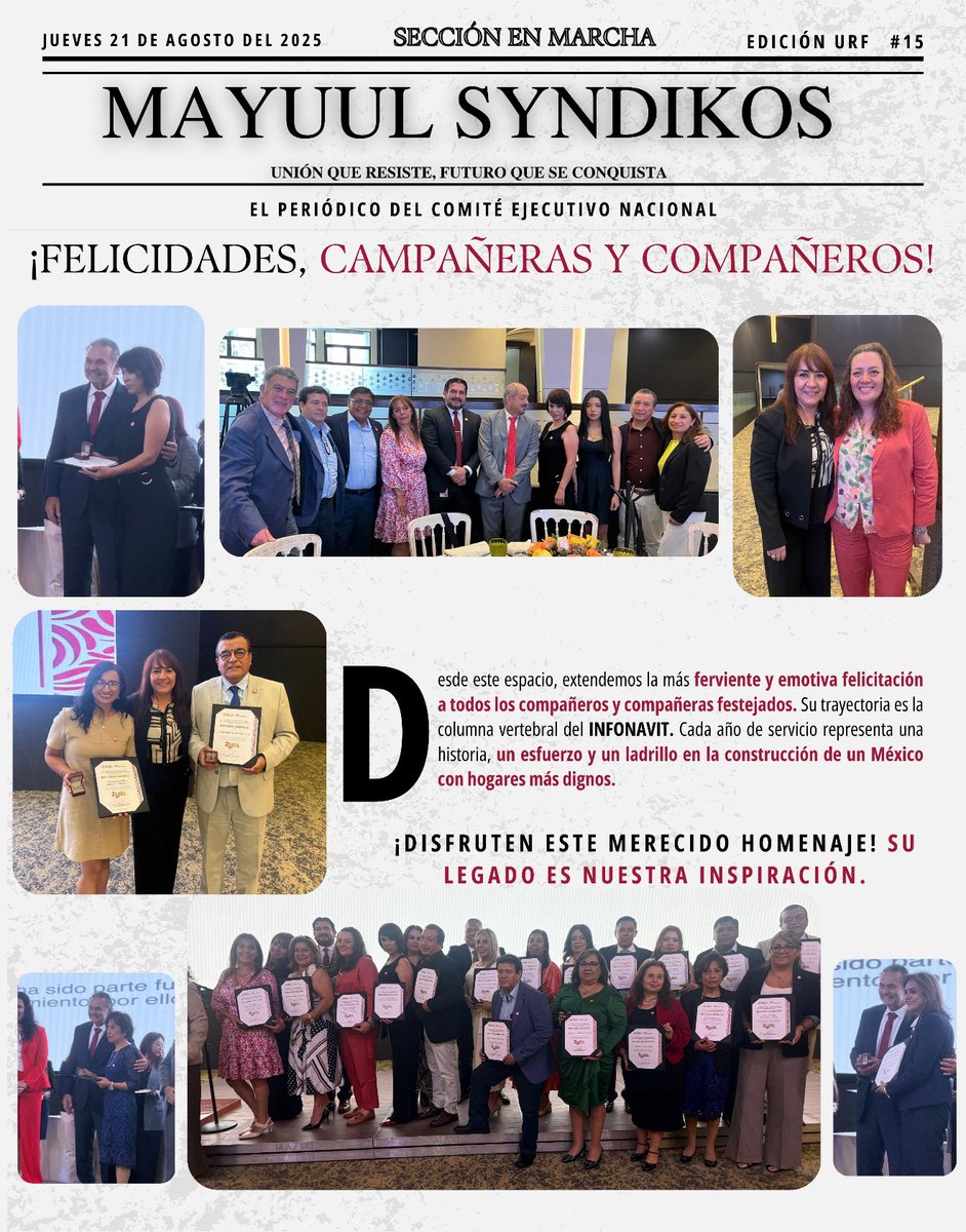 Periódico, MAYUUL SYNDIKOS, 25,35,45 y 50 años de servicio, Edición 15
 
¡25, 35, 45, 50!INFONAVIT Honra la Trayectoria de sus Pilares Fundamentales

Nota completa: facebook.com/share/p/19eBEc…