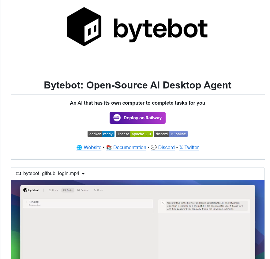 👨‍🔧 Github: Bytebot is a self-hosted AI desktop agent that automates computer tasks through natural language commands, operating within a containerized Linux desktop environment.

2.2K Stars ⭐️

github. com/bytebot-ai/bytebot