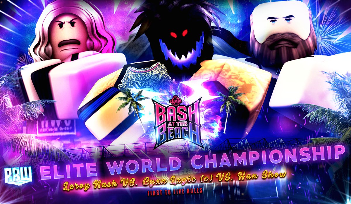 Roblox Wrestling Alliance (@rwamedia) on Twitter photo BASH AT THE BEACH 2025 // THIS WEEKEND ๐๏ธ
<a href="/RRWPLUS/">RRW</a> ELITE WORLD CHAMPIONSHIP!
The LEGEND known as <a href="/CyxnLxgicRBLX/">DISASTERPIECE</a> makes his GRAND return to the RWA stage in a HUGE way, as he defends his RRW Elite World Championship in a HUGE Triple Threat Against <a href="/nnrags/">.lry inactive</a> & <a href="/EIBicho7/">han</a>! ๐ฏ BASH AT THE BEACH 2025 // THIS WEEKEND ๐๏ธ
<a href="/RRWPLUS/">RRW</a> ELITE WORLD CHAMPIONSHIP!
The LEGEND known as <a href="/CyxnLxgicRBLX/">DISASTERPIECE</a> makes his GRAND return to the RWA stage in a HUGE way, as he defends his RRW Elite World Championship in a HUGE Triple Threat Against <a href="/nnrags/">.lry inactive</a> & <a href="/EIBicho7/">han</a>! ๐ฏ