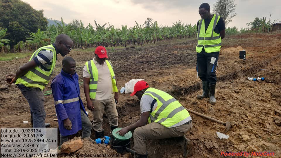 AESAEALtd's tweet photo. Installation of irrigation systems is ongoing at 3 demo sites in Kabuyanda.

Our team is completing pipe work before installing pump, solar panels to make sites functional with water flowing.

Another geotechnical report needed on site 4 to review soil suitability. @ICRP_Uganda https://t.co/XQW2PQZvVX