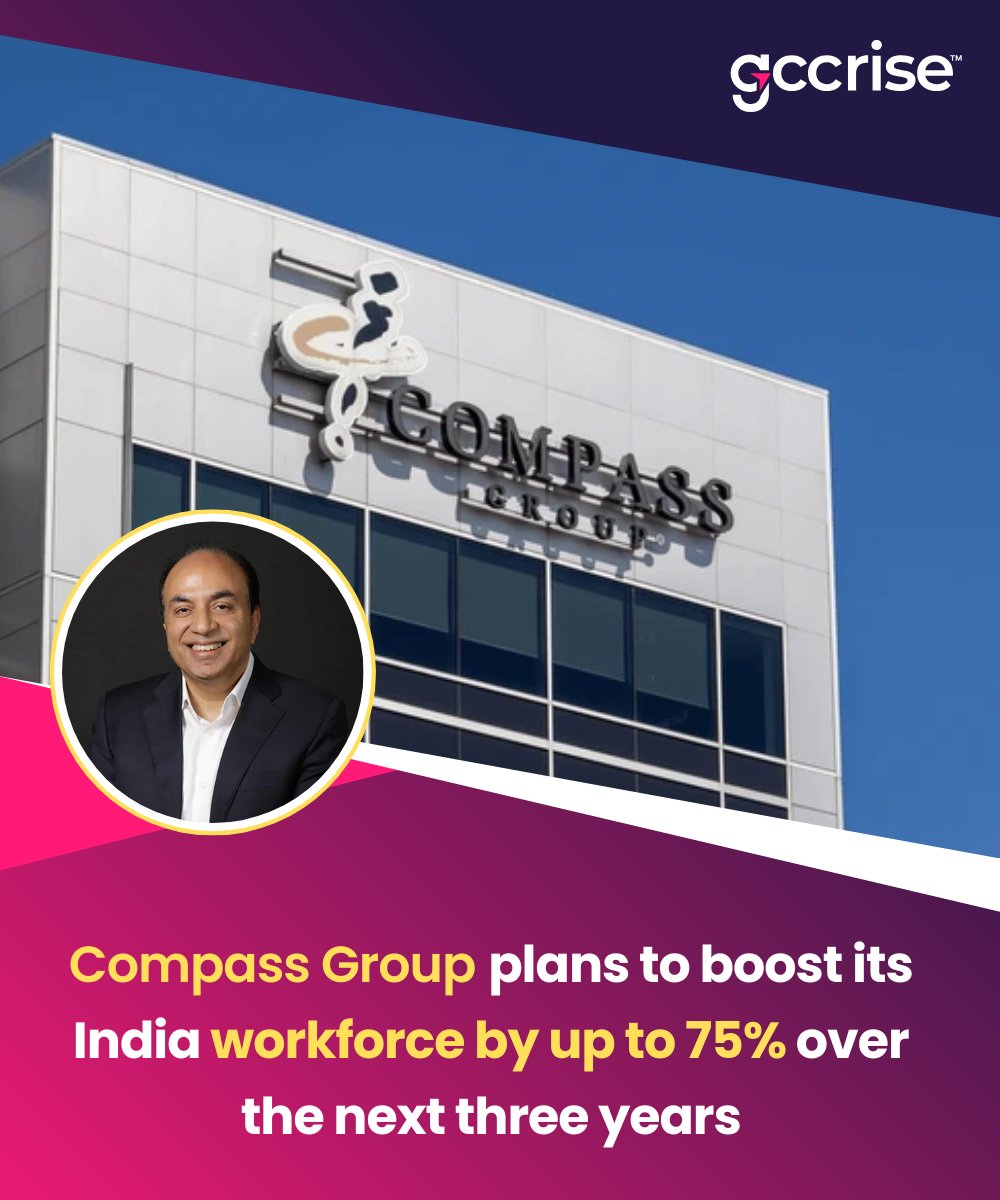 GccRise's tweet photo. Compass Group, 𝘁𝗵𝗲 𝘄𝗼𝗿𝗹𝗱’𝘀 𝗹𝗮𝗿𝗴𝗲𝘀𝘁 𝗰𝗮𝘁𝗲𝗿𝗶𝗻𝗴 𝗮𝗻𝗱 𝗳𝗮𝗰𝗶𝗹𝗶𝘁𝗶𝗲𝘀 𝗺𝗮𝗻𝗮𝗴𝗲𝗺𝗲𝗻𝘁 𝗰𝗼𝗺𝗽𝗮𝗻𝘆, 𝗶𝘀 𝗯𝗲𝘁𝘁𝗶𝗻𝗴 𝗯𝗶𝗴 𝗼𝗻 𝗜𝗻𝗱𝗶𝗮

With plans to expand its India workforce by 75% in the next three years, Compass is aligning with its strategy to double India revenue every three years. A major growth driver? Global Capability Centres (GCCs) — already contributing over half of its new client base, including global giants like SAP and Google

@compassgroupind | @compassgroupuk 
| @SAP | @Google 

Read More : https://t.co/mWiD2YjtUV

#CompassGroup #GCC #IndiaGrowthStory #CorporateEcosystem #FacilitiesManagement #Catering