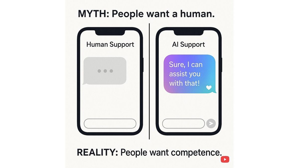 AInteprener's tweet photo. Myth: people want a human.
Reality: they want competence.

AI support replies quickly, answers precisely, and is often rated more empathetic than humans. What counts is solved problems—fast. 

Have you preferred AI?

Check out my youtube! @TimWestermann

#AI #CX #CustomerSupport https://t.co/Ata04PShLX