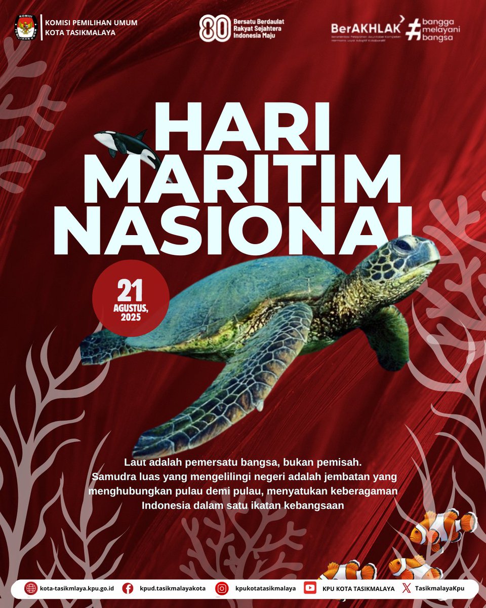 #Temanpemilih
Setiap 21 Agustus dikenang sebagai Hari Maritim Nasional versi historis sebuah pengingat bahwa Indonesia adalah negara kepulauan yang berdiri tegak berkat keberanian para pejuang maritim.

#kpumelayani