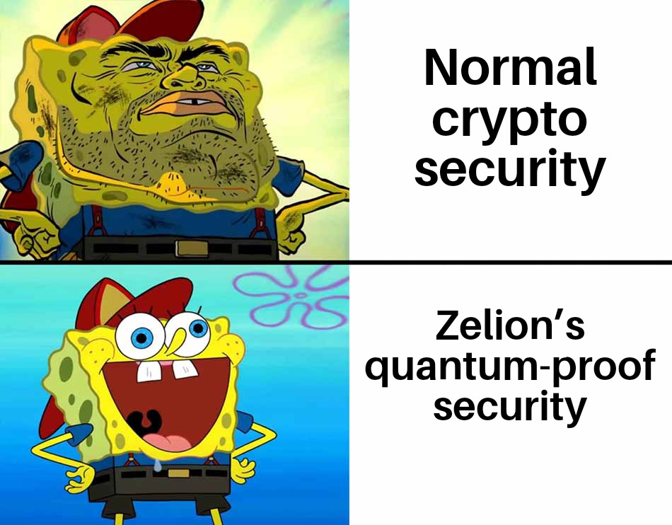 magdalene81356's tweet photo. From dirty chad to happy SpongeBob. Thatโs what post-quantum security feels like.
#QuantumProof
#Zelion https://t.co/kG5YxQoNUq