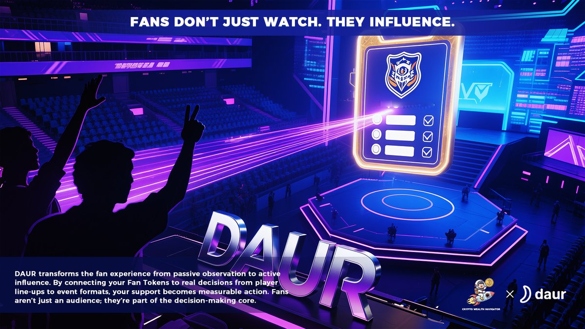CryptoWealthNav's tweet photo. ๐ Cheering is great. But influencing is better.
๐ฎ With DAUR, Fan Tokens give you a real say from line-ups to event rules.
๐ Your vote shapes the game, not just the noise.
Be a fan. Be a force.
#DAUR #FanInfluence #FanTokenUtility #Web3Sports #EsportsVoting #SportsGovernance https://t.co/D7gqgKxdKT