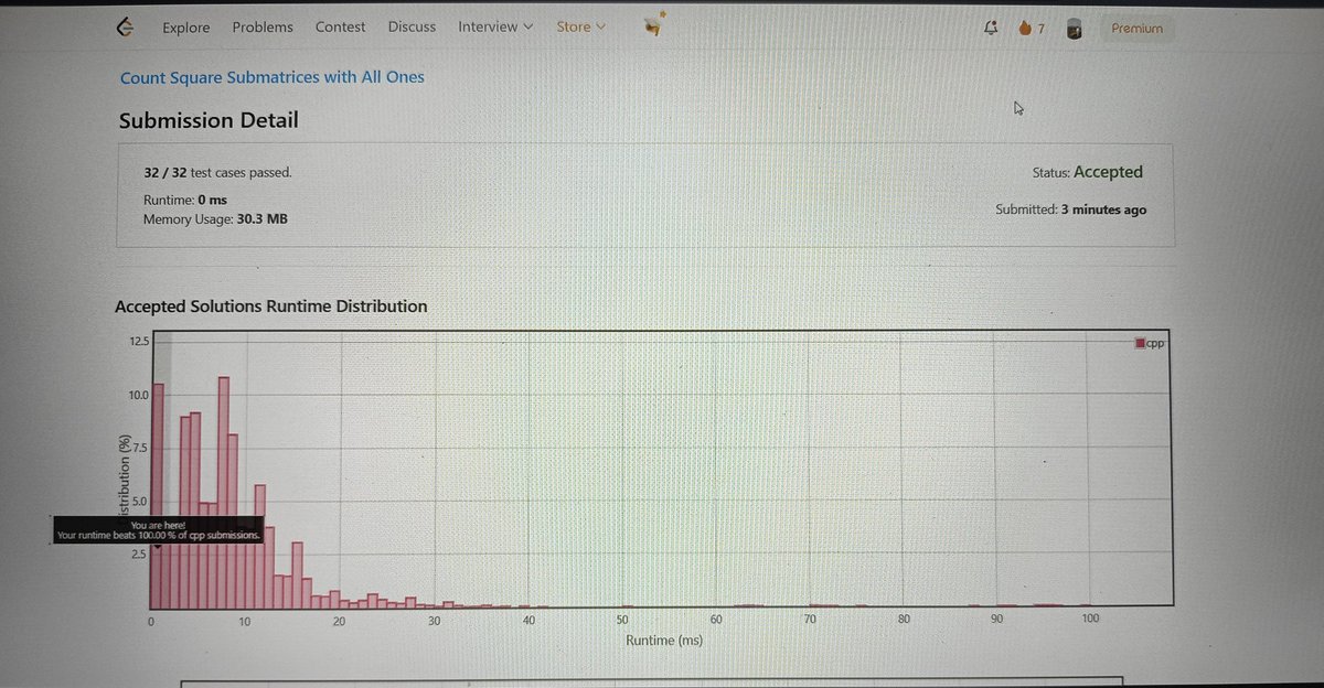 AdityaN17424146's tweet photo. DAY-6 #DsaPractice
#infinityLoop
PROBLEM:1277
#DSA #LeetCode
Count Square Submatrices With All Ones https://t.co/PCiKgmFuSv