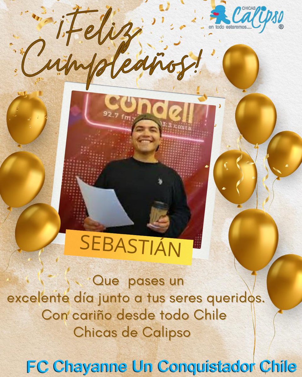 Fans Club Chicas de Calipso 🇨🇱 (@chicasdecalipso) on Twitter photo #MuyFelizCumpleaños querido <a href="/sebahenriquezcl/">Sebastián Henriquez</a> 🎉🎉🎊🎊 que esta nueva vuelta al sol venga cargada de muchas cosas bellas y bendiciones, que sea un lindo día y lo pases muy bien junto a la familia y amigos 😊 te enviamos un gran abrazo desde #AricaAPtoWilliams #MuyFelizCumpleaños querido <a href="/sebahenriquezcl/">Sebastián Henriquez</a> 🎉🎉🎊🎊 que esta nueva vuelta al sol venga cargada de muchas cosas bellas y bendiciones, que sea un lindo día y lo pases muy bien junto a la familia y amigos 😊 te enviamos un gran abrazo desde #AricaAPtoWilliams