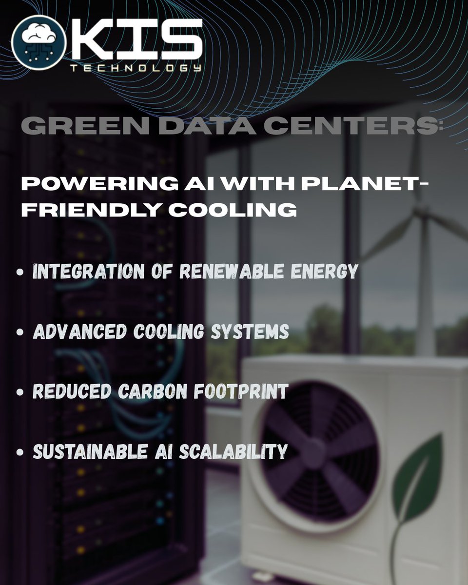 technologykis's tweet image. Powering AI with planet-friendly cooling — the future is green. #GreenDataCenters #SustainableAI #KISTechnology