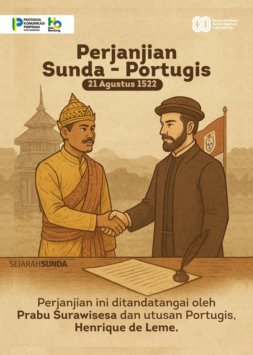 halo_bandung's tweet photo. 📜✨#SejarahSunda Tahukah Wargi? Pada 21 Agustus 1522, Kerajaan Sunda (dengan pusat kekuasaan di Pakuan Pajajaran, dekatBogor) menandatangani perjanjian penting dengan bangsaPortugis. Sumber : Buku Sejarah Tatar Sunda Jilid 1 hal. 90, karya Prof. Dr. Nina H. Lubis, M.S., dkk. https://t.co/QCLyDFImgo