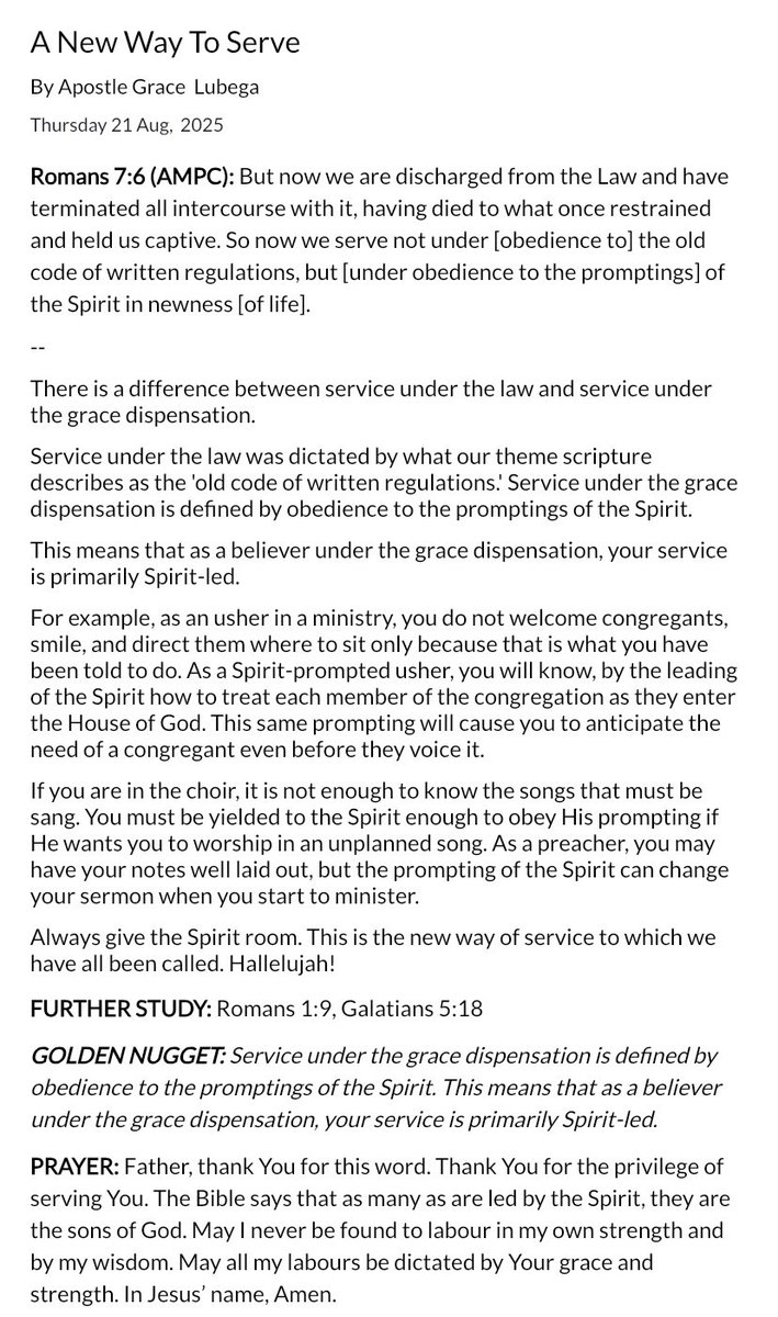 Good morning.
Here’s the devotional for today.
“A New Way To Serve”.