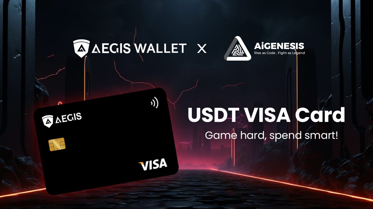 ⚔️GameFi meets real life.
#AegisWallet x <a href="/aigenesisclub/">AI Genesis Club</a> - 🏆Spend game earnings with 💳VISA Card - from loot to lifestyle! Game hard, spend smart!
#USDTCard #Web3Adoption #GameFi