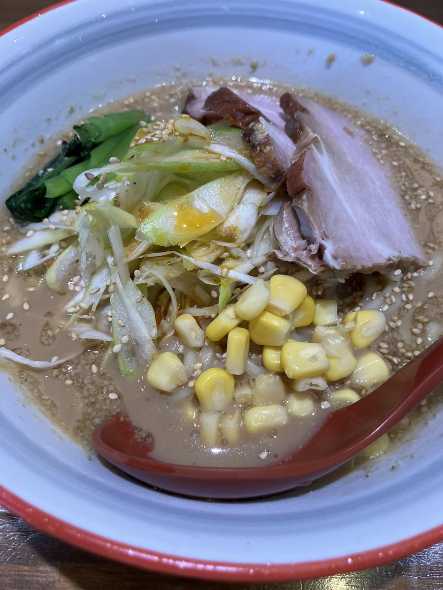 hone_men's tweet photo. 五代目むじゃき @ 那珂市

冷やし辛ネギ味噌ラーメン
水餃子

さっぱりしてて美味しいね😊
ご馳走さまでした♪ https://t.co/0OaFLtIjEe