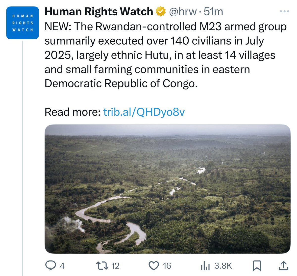 The FDLR-Wazalendo called Kinshasa. Kinshasa called Human Rights Watch. HRW published nonsense about villages that no one has ever visited and never will. 

If we can't stop the machine of hatred and disinformation designed to accompany the stakes of power, which has been in