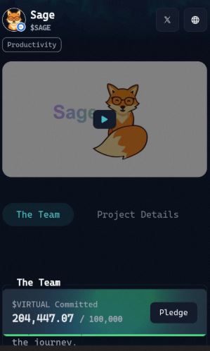 Gm 🌞
<a href="/SageToLearn/">Sage</a>  already has 200,000+ virtuals committed - and the project is looking solid 👏

📚 Education works best when it’s personal.
💡 $SAGE by <a href="/virtuals_io/">Virtuals Protocol</a>  uses AI to design custom learning paths while empowering educators to earn by sharing their courses.
This is a