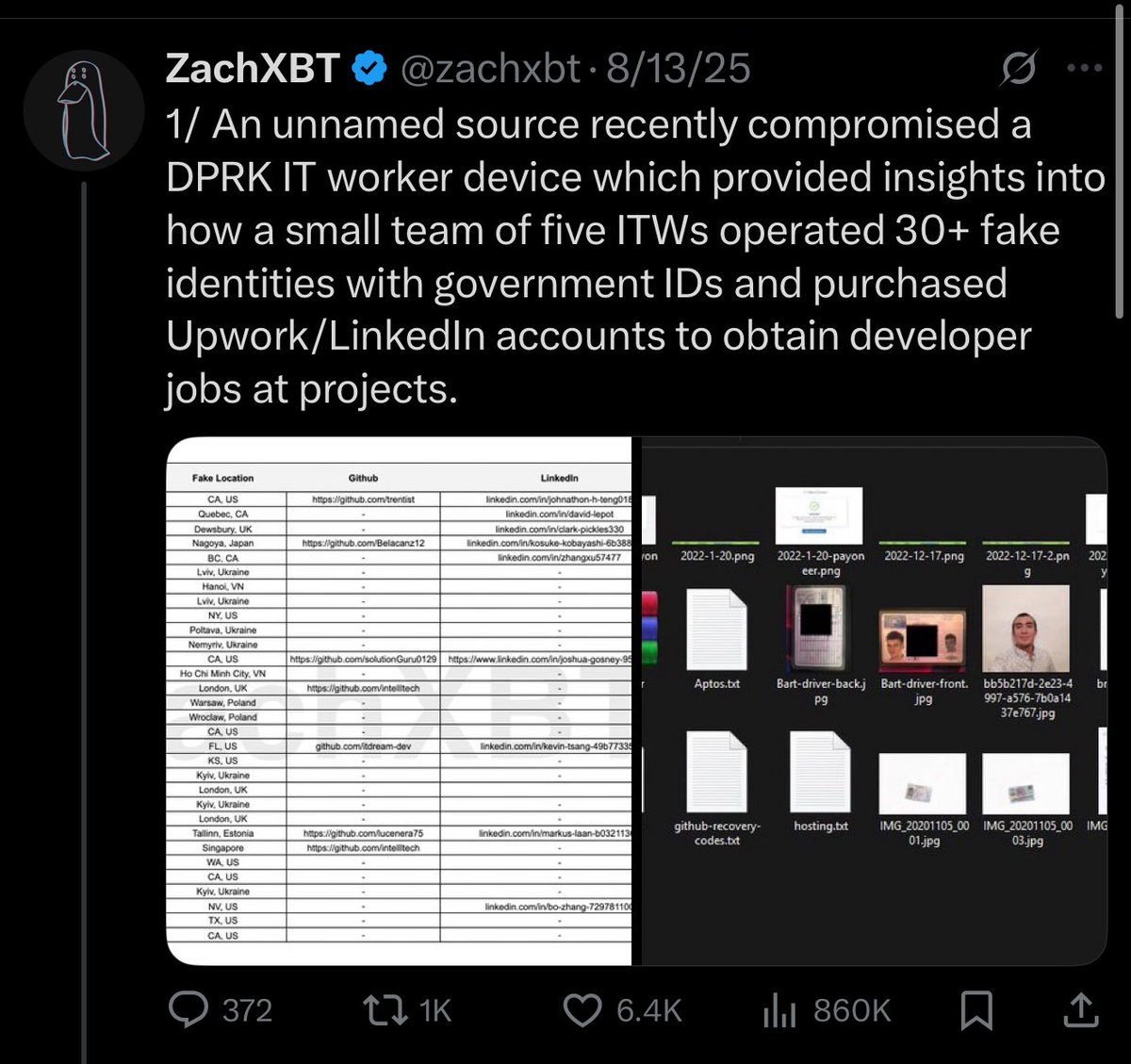ZachXBT 보수 내역 스크린샷 파트 2