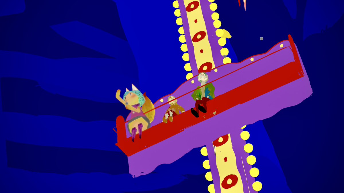 全体がTilt Brushで描かれた、VRアーティスト <a href="/saran_vrart/">SaRaN🎨 VRアート</a> さんのアートWorldがめちゃくちゃ良かった！色使いも素晴らしく、絵本の中に迷い込んだみたい。油絵調の遊園地はアトラクションに乗れるし楽しいです！

SaRaN WoRlD
#VRChat_world紹介 #VRChat 
vrch.at/xqpxahsb