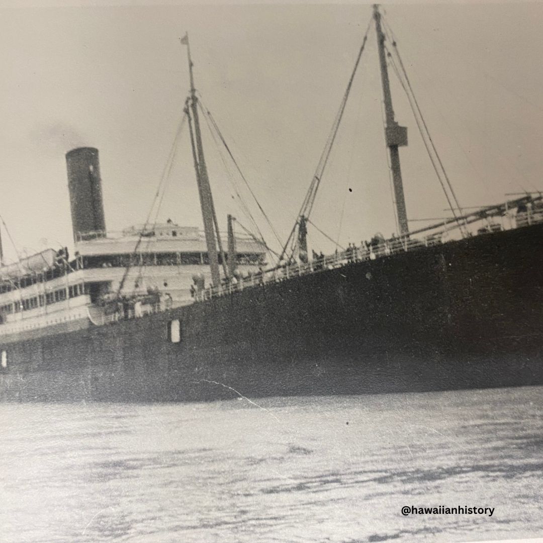On this day in 1906: The 14,000 ton passenger ship, SS Manchuria runs aground off Manana or Rabbit Island, during a heavy rain squall. Just two months earlier, Congress had appropriated funds to erect a lighthouse at Makapu'u.

SS Manchuria, photographer and date unknown. HHS.