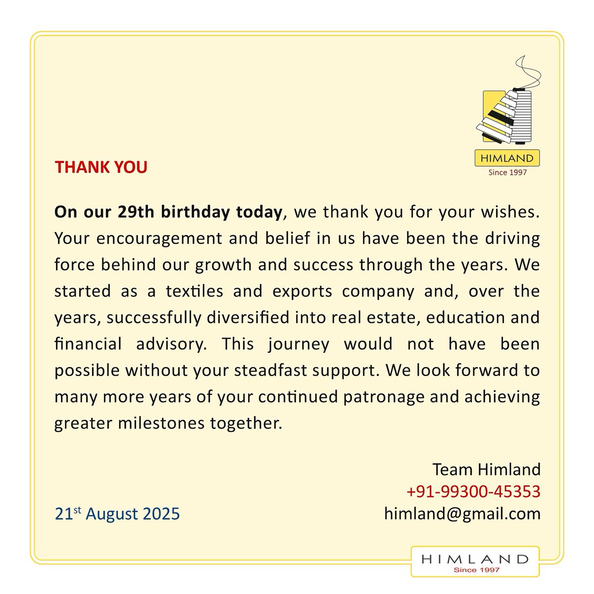 himland's tweet photo. Thank you … https://t.co/xCv4IueQts