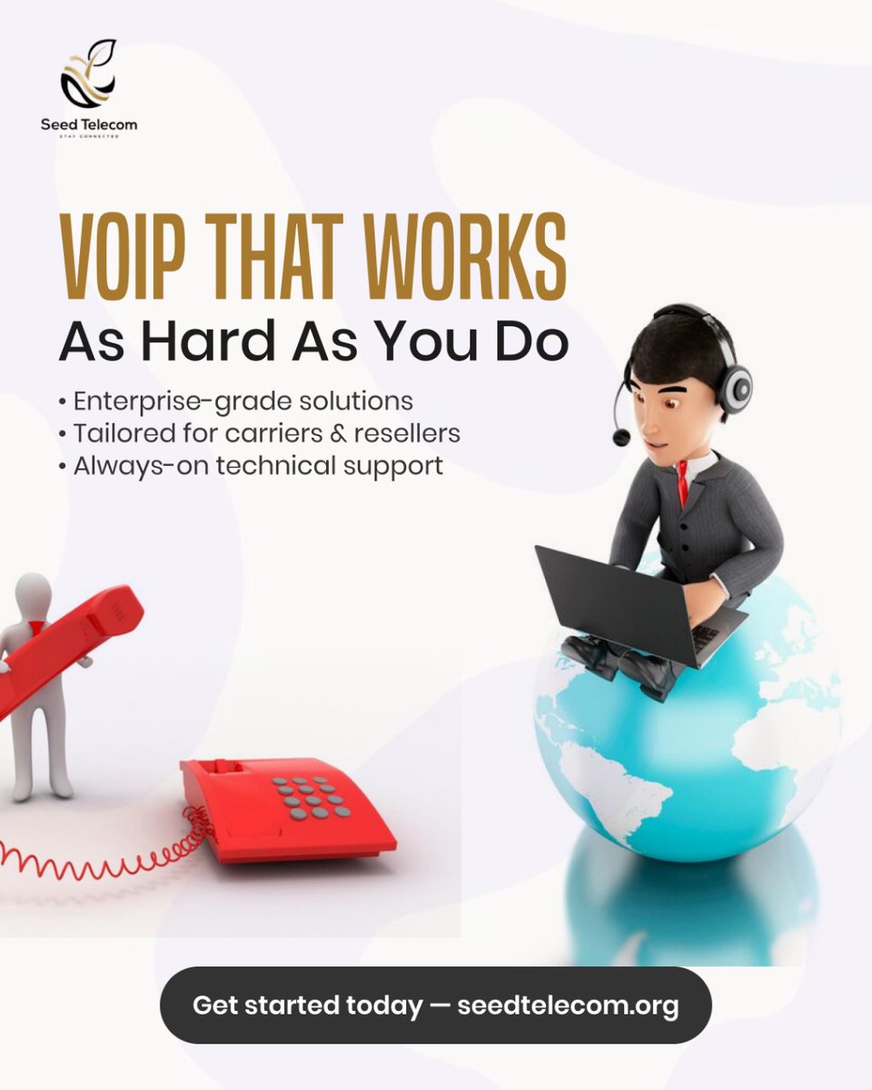seedtelecomorg's tweet photo. Enterprise-grade telecom tailored for carriers and resellers, backed by always-on support.
Get started with #SeedTelecom today โ https://t.co/ot5wRwjGQv
#VoIPForBusiness #VoIPProviders #TelecomExperts #BusinessTelecom #ReliableVoIP https://t.co/qcxFmFdZfD