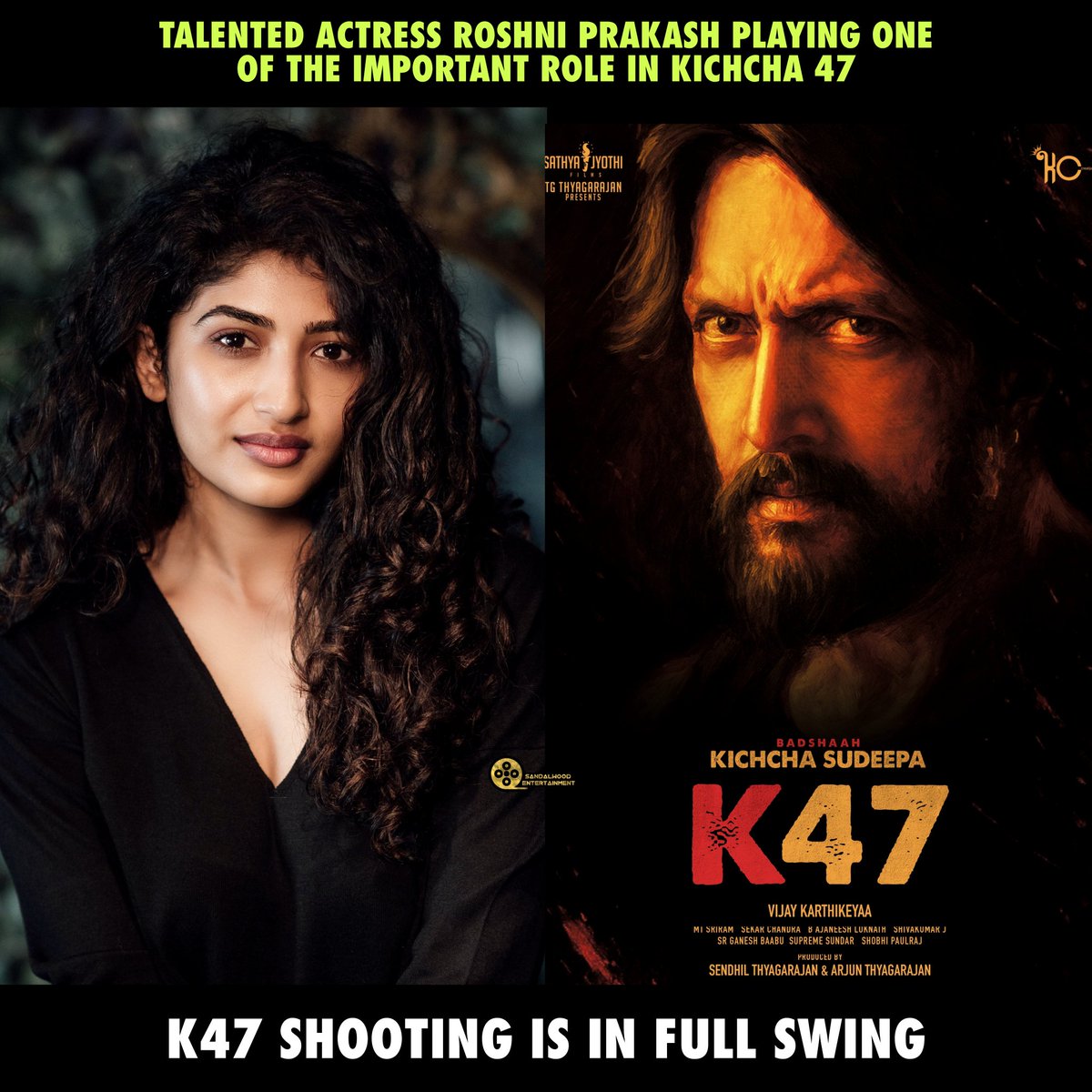 Sandalwood Entertainment (@sandalwood_ent) on Twitter photo Welcome on board <a href="/roshiniprakash_/">Roshini Prakash</a> ❤️🔥
<a href="/KicchaSudeep/">Kichcha Sudeepa</a> #KicchaSudeep #Kichcha47 #K47 #BossofSandalwood Welcome on board <a href="/roshiniprakash_/">Roshini Prakash</a> ❤️🔥
<a href="/KicchaSudeep/">Kichcha Sudeepa</a> #KicchaSudeep #Kichcha47 #K47 #BossofSandalwood