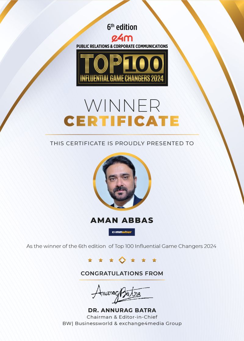 e4mevents's tweet image. Our heartiest congratulations to Mr. @amanabbas2020 from @CommwiserAsia for being featured in the 6th edition of e4m PR and Corp Comm Top 100 Influential Game Changers list 2024 !

@karanbhatias 

#e4mprtop100influentialgamechangers #e4mevents #PRCorpComm