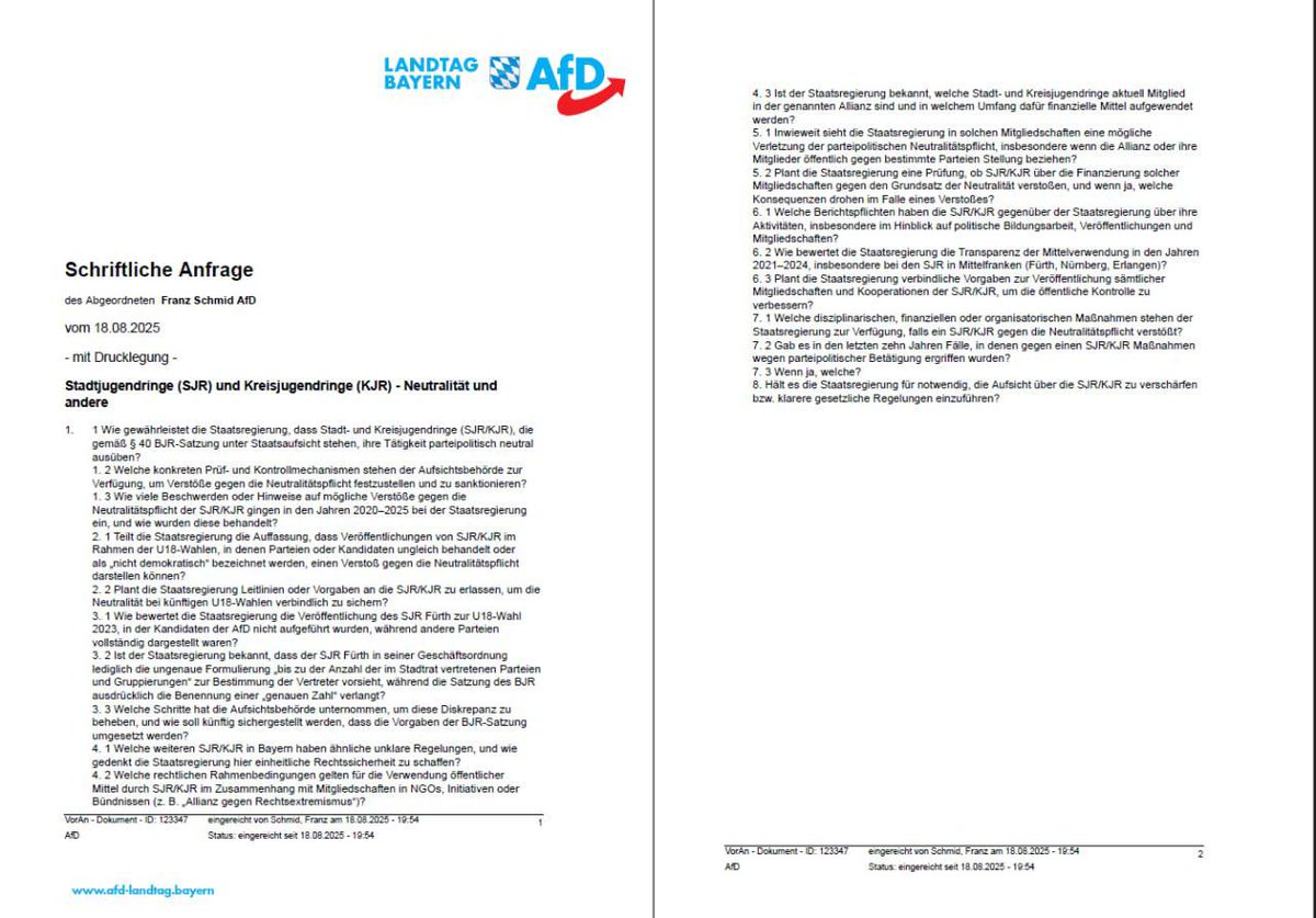 ah114088's tweet image. Nun hat sich auch die @AfD_Bayern_LT in die Auseinandersetzung um die parteipolitisch nicht neutrale Publikation des Stadtjugendrings #Fürth eingeschaltet. Mehr dazu hier:
afdfuerth-neustadt.de/aktuelles/afd-…