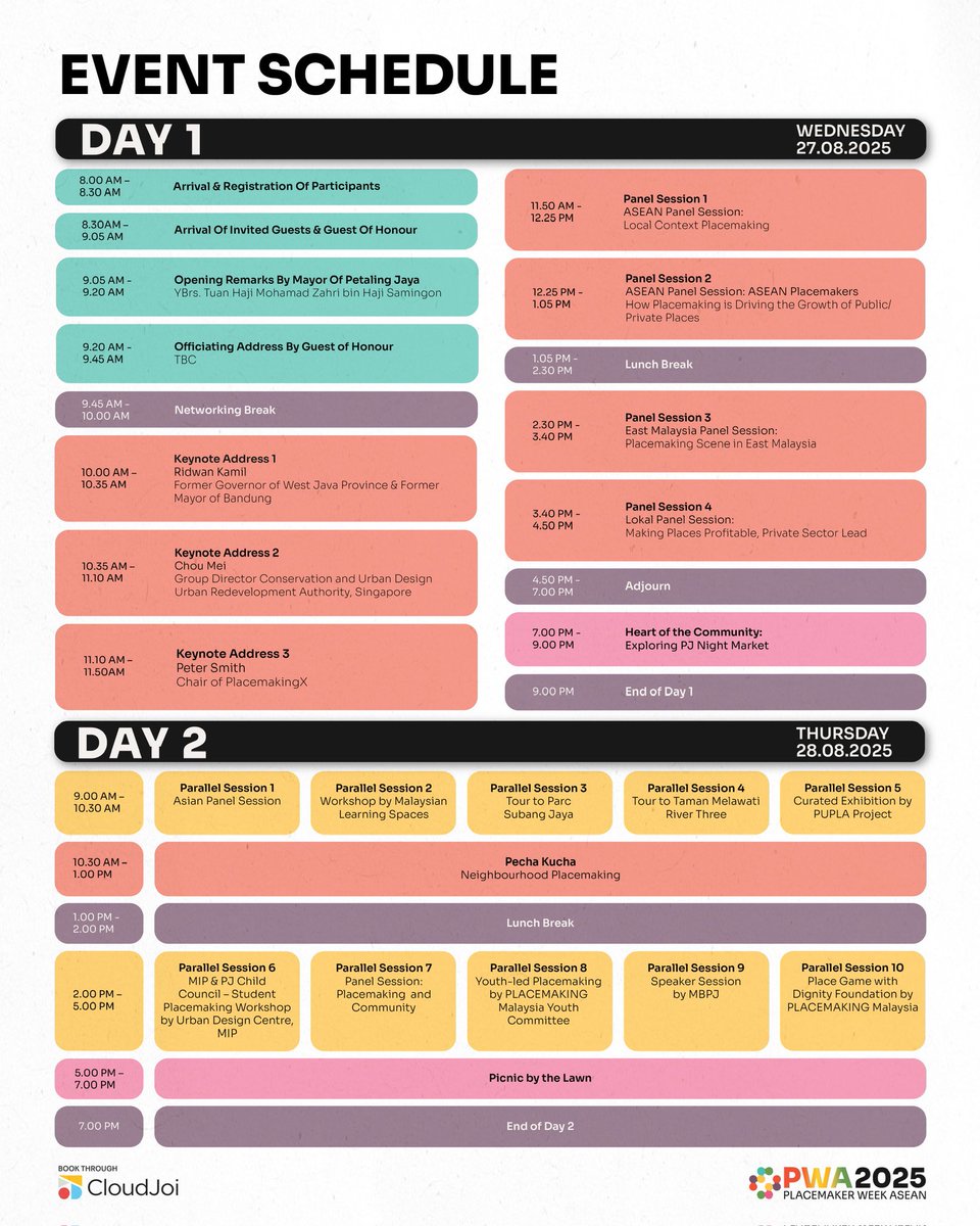 placemakingMY's tweet photo. PWA2025 will bring placemakers from 13 countries 🌏

Expect:
🌍 Climate &amp; Cities
📈 ROI of Placemaking
👥 Community Empowerment
🏛️ Role of Government

Plus 14 parallel sessions, showcases &amp; site visits across PJ.

#PlacemakerWeekASEAN2025 #PWA2025 https://t.co/ty0fp85JGw