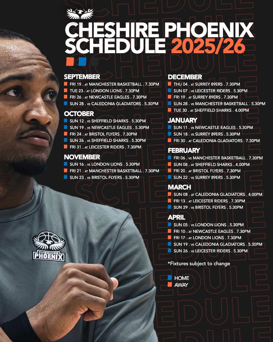CheshireNix's tweet image. Together, we rise. 

Our 2025/2026 season fixtures are LIVE!

Which game tops your list? 

#ReadyToRise | #BritishBasketball