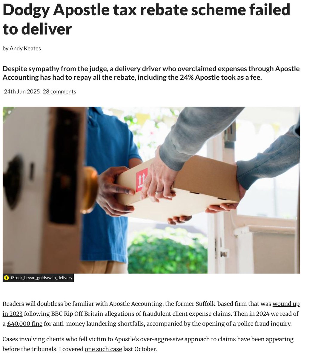 Dodgy tax advisers often promise their clients they're fully insured, so the client has nothing to lose.

So when Zoe Goodchild's Apostle Accounting falsely claimed HMRC refunds for 800 clients, leaving them with huge bills, you'd think they'd be fully insured.

Right?