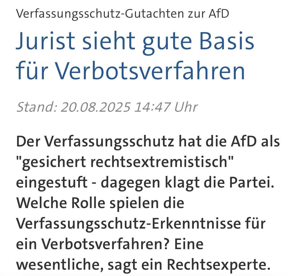 Das neue Gutachten stellt fest: 
2/3 der AfD-Aussagen richten sich offen gegen die Demokratie!

Die AfD ist menschenverachtend und verfassungsfeindlich. 

Deshalb: AfD-Verbotsverfahren einleiten - JETZT! #noafd