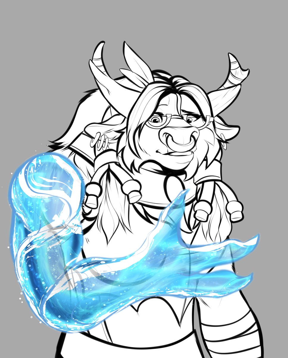 "i guess I can work with this..."

Shianna lost her arm during TWW, but gained a new power.

#worldofwarcraft #Warcraftart #tauren