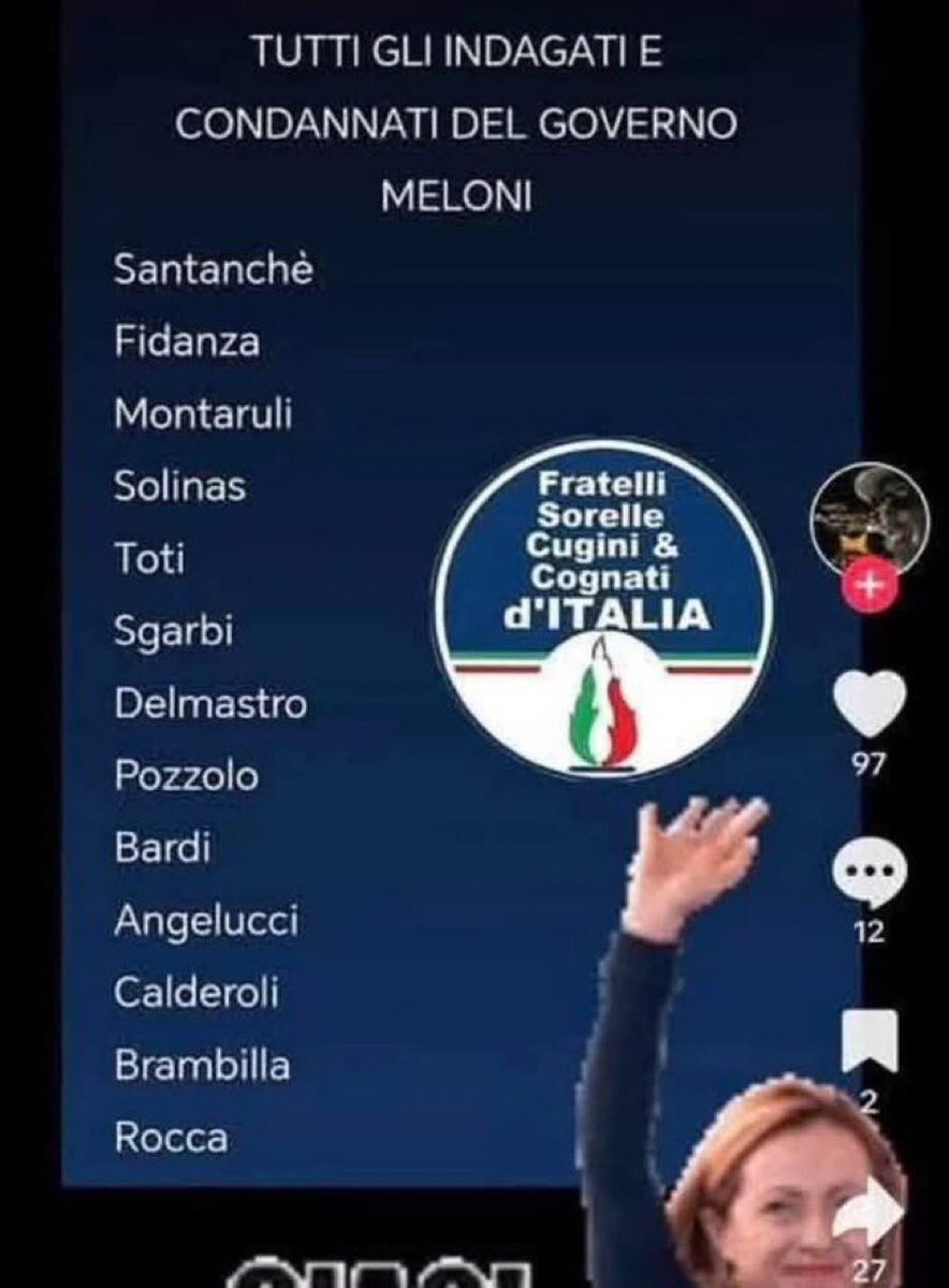 <a href="/GiorgiaMeloni/">Giorgia Meloni</a> Il governo è diventata la vostra zona franca zeppa di illegalità 
BUFFONI