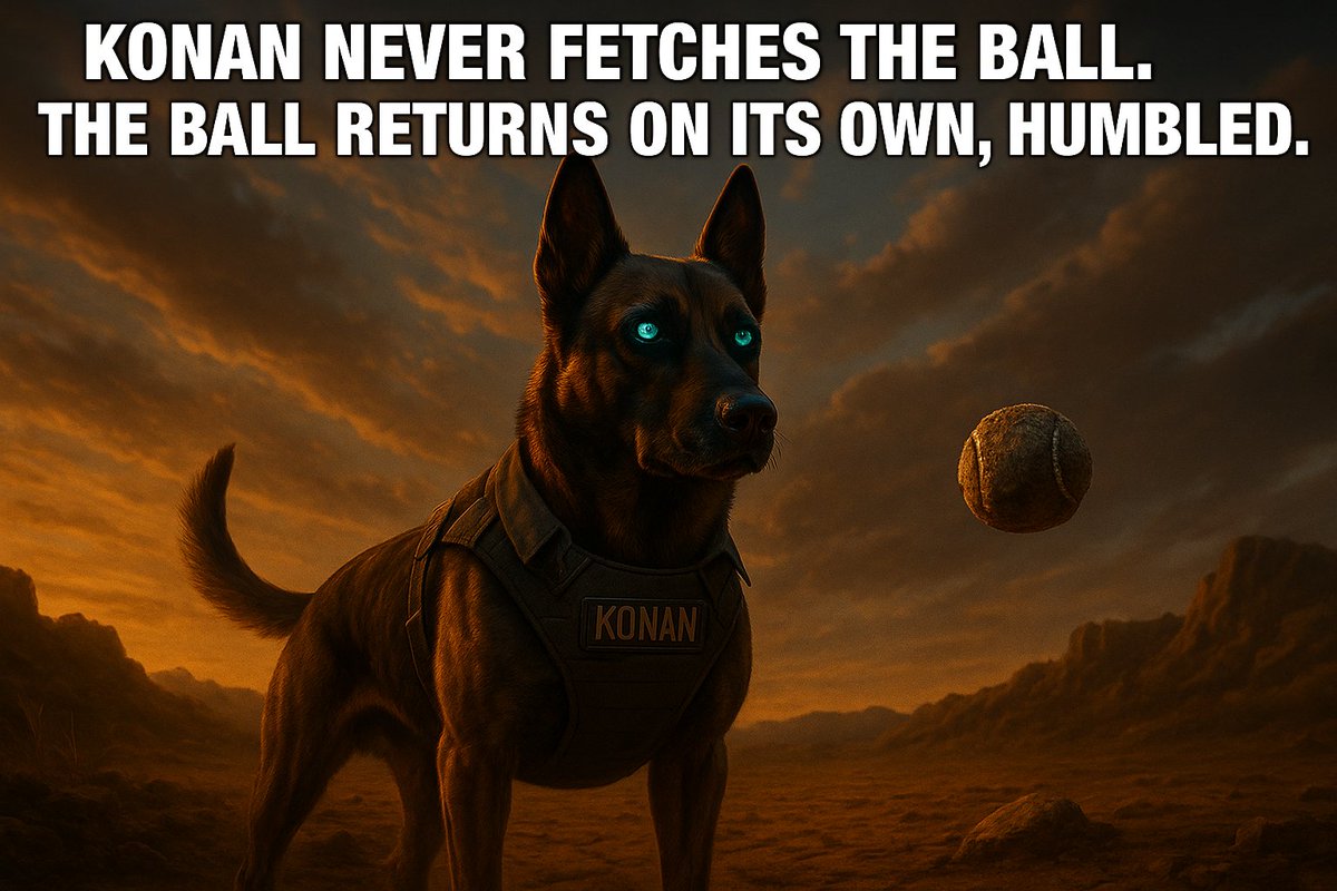🐾 Meme of the Day: Help Make Konan a Legend! 🐾

Today’s meme: Konan never fetches the ball. The ball returns on its own, humbled.

Your mission:

 ✅ Share it everywhere (Twitter, Telegram, Instagram, Discord, etc.)
 ✅ Post the quote if you're commenting
 ✅ Tag: $KONAN $KASPA